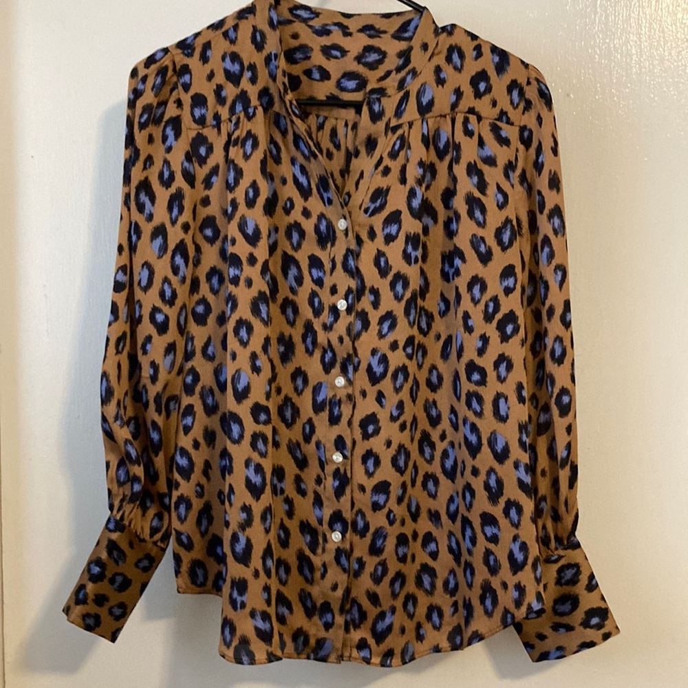 Ann Taylor Leopard Print Long-sleeved  Blouse